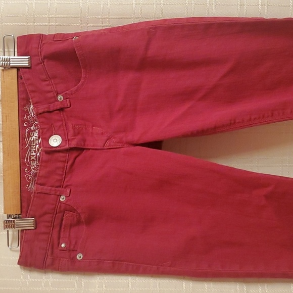 Express Red Jeans Womens Size 0 Red Zelda Slim Fit Ultra Low Rise Jeans - Picture 4 of 16